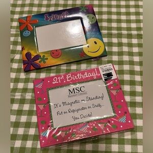 LOT OF 2 COLORFUL PICTURE FRAMES.